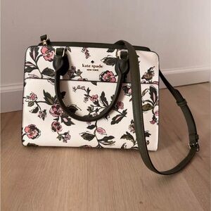 Kate Spade White and Green Floral Satchel